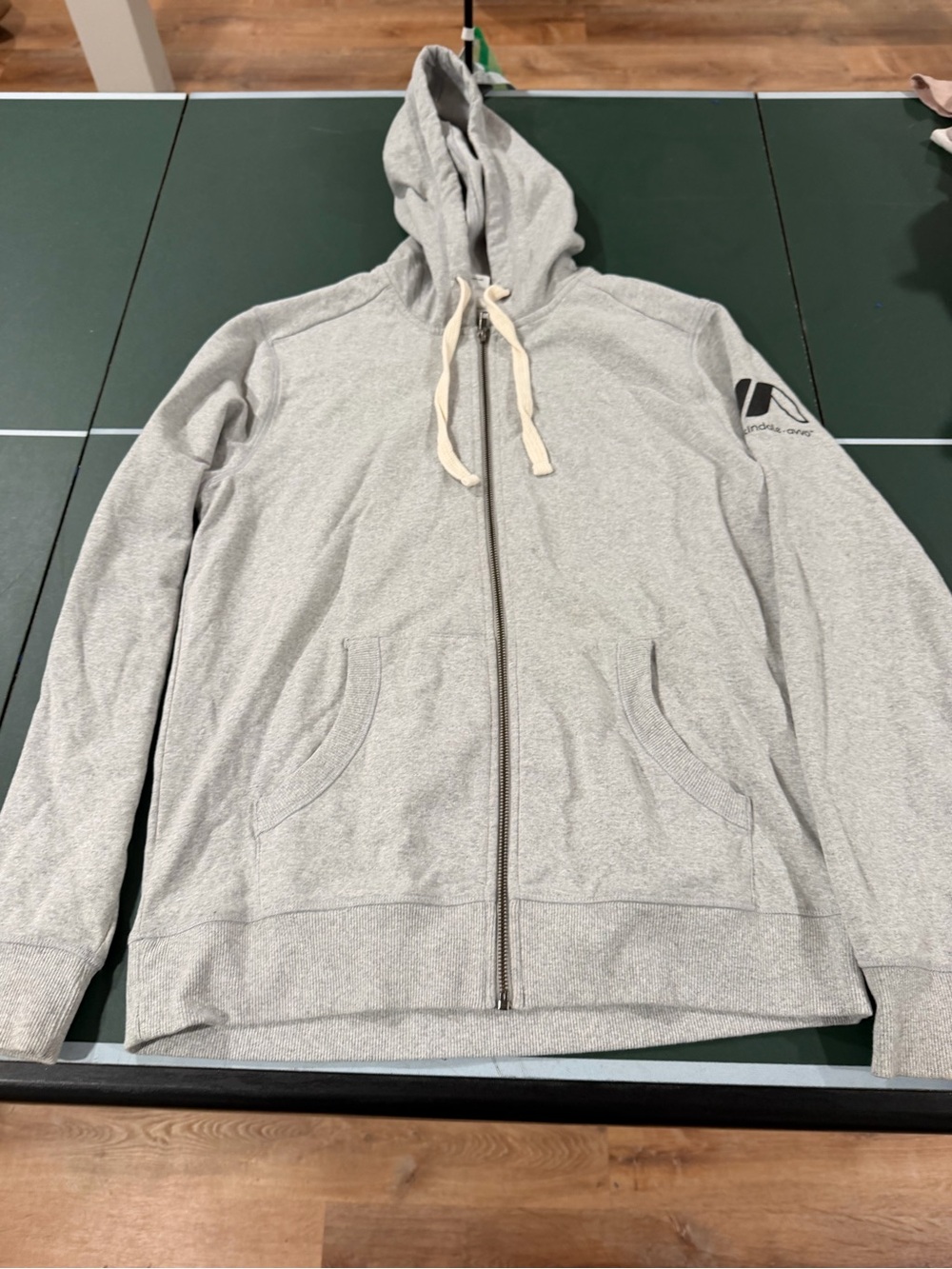 District Light Gray Full-Zip Hoodie with Drawstring